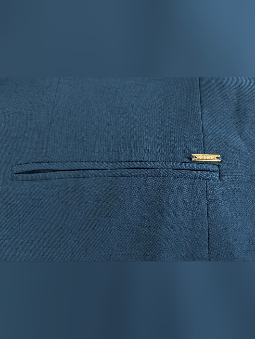 DKNY Women Blazer Jacket Teal Size 14 Gold Logo 3/4 Sleeves Classic Business EUC - Picture 9 of 13
